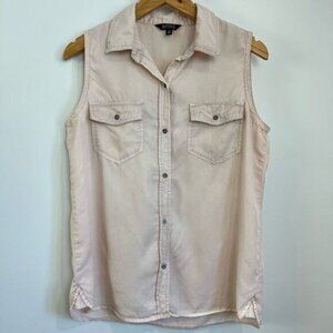 Buffalo David Bitton Women’s Small Pink Blush Sleeveless Button Down Shirt Top